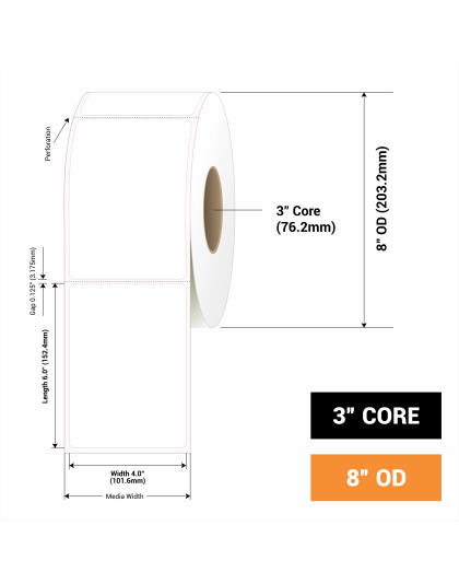 SOMY 4&quot; x 6&quot; Thermal Label Paper Rolls, 250 Labels/Roll