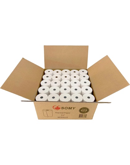 SOMY 3 1/8&quot; X 200' Premium BPA Free Thermal Paper Rolls - 50 Rolls