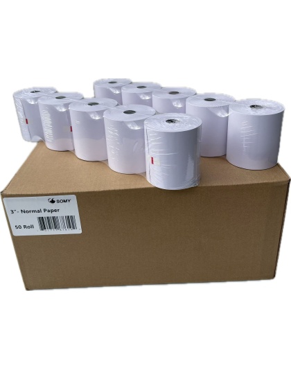 SOMY 3&quot; X 165' White 1-Ply Bond Receipt Paper Rolls (50 Rolls)