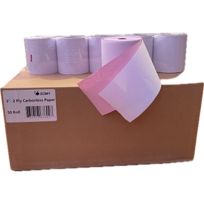 SOMY 2 Ply, Carbonless, 3" x 100', White and Canary, 50 Pack