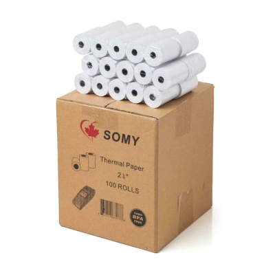 SOMY 2 1/4" x 60' Thermal Paper Rolls, 100 Rolls/Case