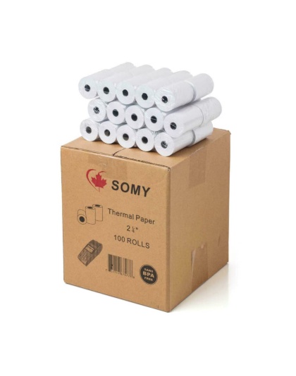 SOMY 2 1/4&quot; x 60' Thermal Paper Rolls, 100 Rolls/Case