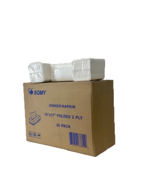 Dinner Napkins 15&quot; X 17&quot; White Virgin Paper 2 ply 1/8 Fold 3000/Case